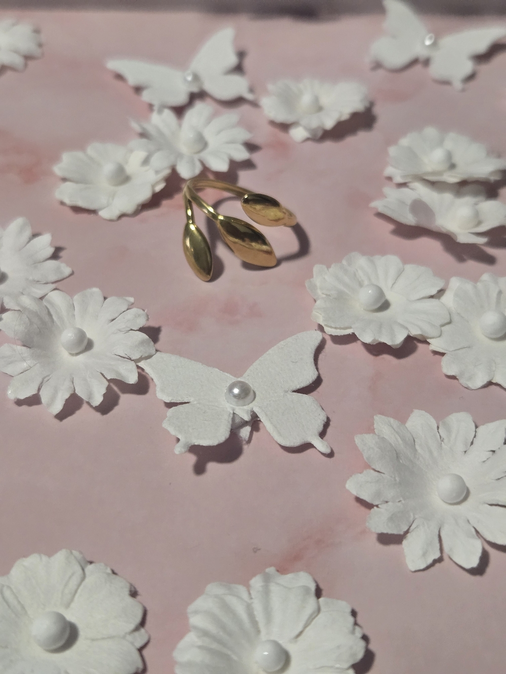 Leaf Stainless Steel Ring for Women - Delicate Double Leaf Design
